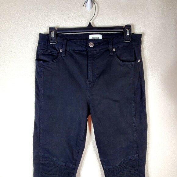 PISTOLA Womens Black Moto Skinny Pants Size 30 Cotton Blend Stretch - Picture 11 of 12